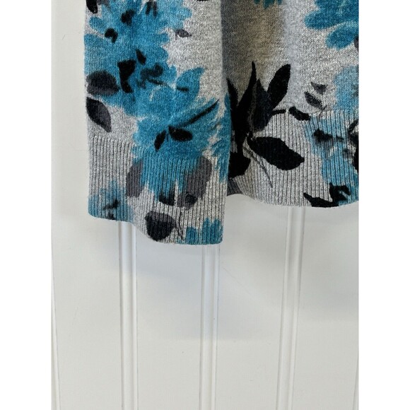 BEAUTIFUL‎ KAREN SCOTT GREY/TEAL FLORAL SWEATER BUTTON UP CARDIGAN. SZ L - Picture 4 of 10